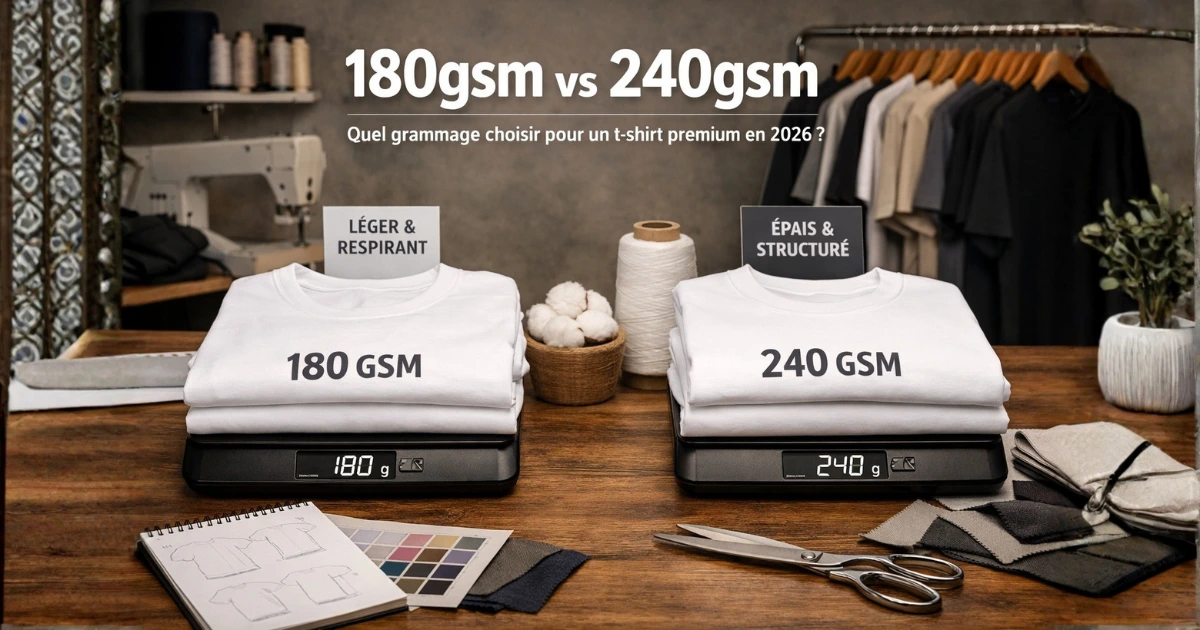 grammage t-shirt Luxembourg 180gsm 240gsm