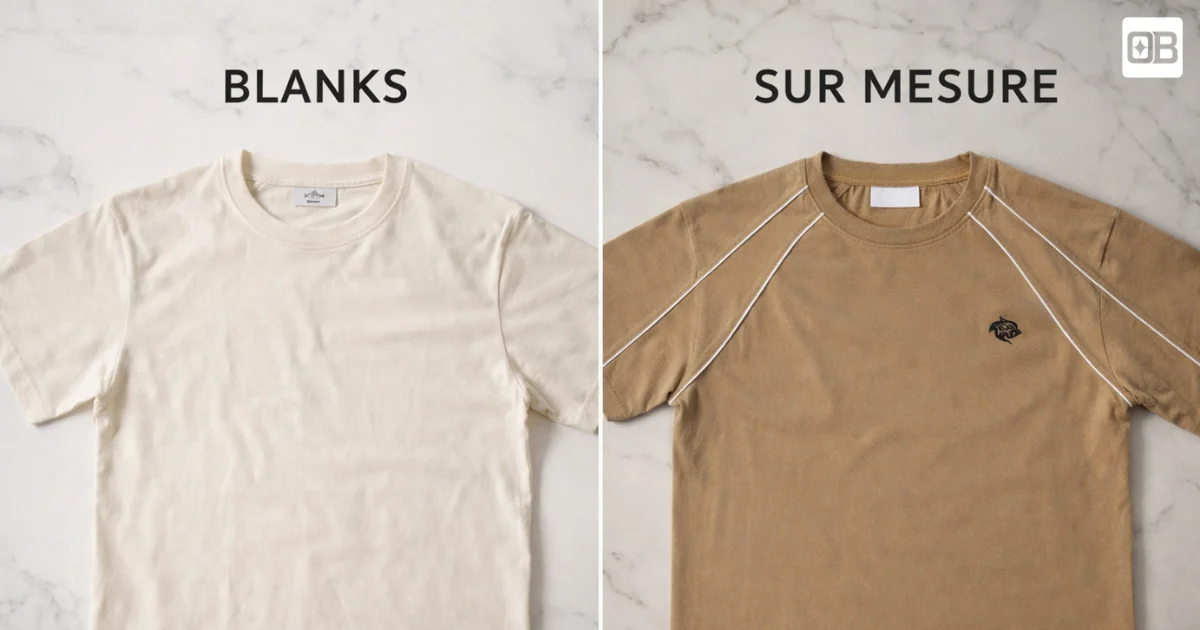 Blanks vs vêtements sur mesure comparés pour une marque textile premium