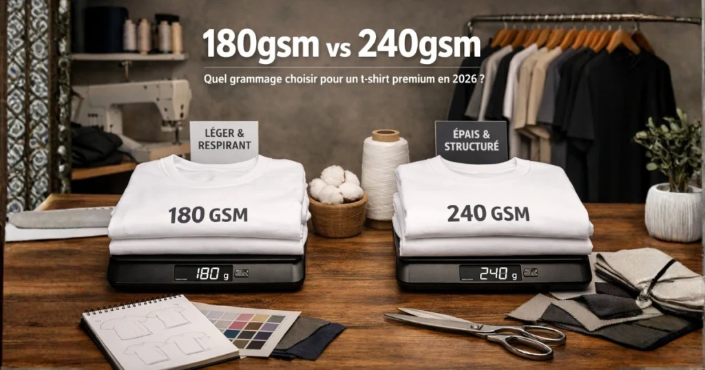 grammage t-shirt Luxembourg 180gsm 240gsm